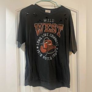 Western Oversized Distressed Tee